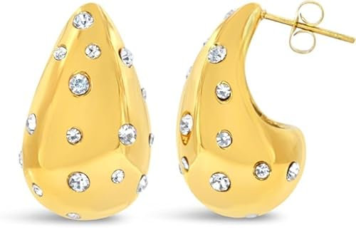 ARS-ARGENTI Ohrringe Waterdrop Luxus mit Billantapplikation 750 vergoldet 18K Schmuck Geschenk Damen Mädchen 26 mm statement extravagant hochwertig edel hypoallergen