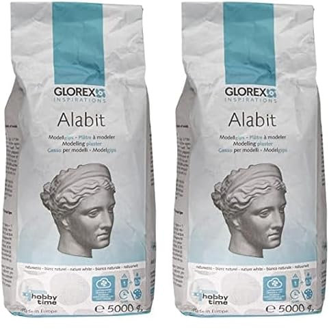 GLOREX Inspirations GLOREX 6 2608 430-Gesso da colata Alabit Bianco Naturale, Gesso da Modellare di Alta qualità, 5000 g, Plastic, White, 5 kg (Confezione da 2)