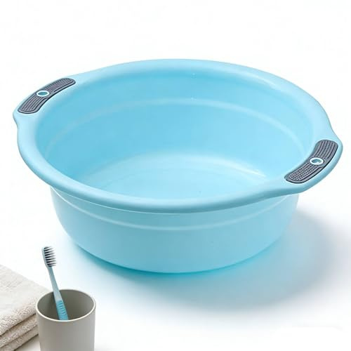 Round Plastic Wash Basin, Plastic Wash Tub Dishpan Basin and Foot Bath for Soaking Feet, Large Round Plastic Tub, Washing Basin for Laundry, Clothes, Face, Bottles (L 47.24in Diameter)