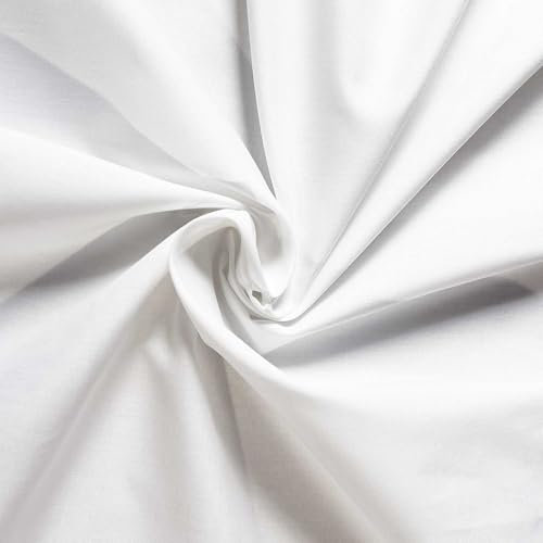 Tissus Couture au metre 2x1,50M. Les tissus patchwork en tissu coton et polyester faciles à laver et à sécher. Rétrécit très peu. Popeline de différentes couleurs. (Blanc)