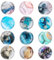 Ptwola 12 Pcs Fridge Sticker Round Funny Marble Crystal Fridge Sticker Glass Refrigerator Crafts Decoration for Classroom Office Whiteboard Kitchen Cabinet Dishwasher