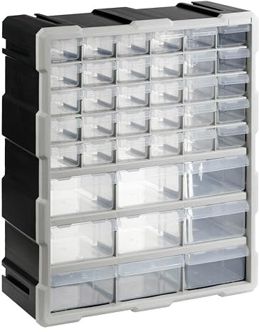 Nilpferd Sortierbox Sortimentskasten Kleinteile Organizer mit Schubladen, geeignet für die Wandmontage, Kleinteilemagazin für die Werkstatt, Büro oder zu Hause (Grau, 78 Fächer)