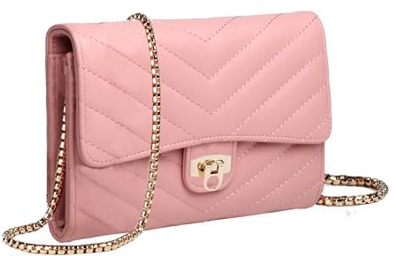 YAZEKOUS Piccole borse a tracolla da donna, piccole borse a tracolla, borsa per cellulare con scomparti per carte di credito per zaino da viaggio, Trapuntato Rosa, Small, Borsa a tracolla