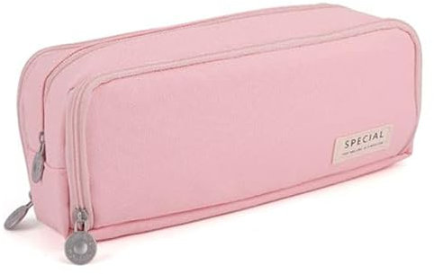 MEISO Astuccio Grande, Astuccio Scuola con 3 Scomparti, Astuccio Scuola Elementare, Portapenne Cancelleria Astucci Trucco Borsa, Astuccio Portapenne per Scuola Ufficio Bambina Ragazzi Studenti (Rosa)