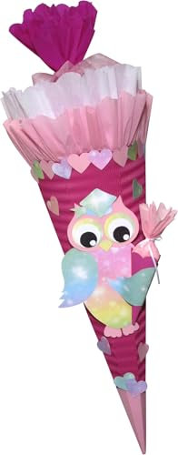 Schultüte Bastelset Eule vorgestanzt von Prell- 3D-Wellpappe - Mädchen - Einschulung ? Zuckertüte ? Schulanfang
