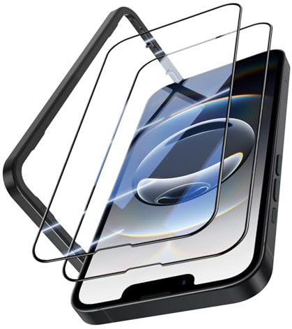 OMOTON für iPhone 16e und iPhone 13/14 für Panzerglas, [Full Screen] TOP Bruchsicherheit Schutzfolie mit Montagerahmen, Anti-Kratzer, Bläschenfrei, 2 Stück