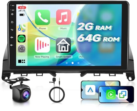 VECHTEL DAB+ Autoradio 2G+64G Android 15 für Mercedes Benz C Klasse W204 S204 2006-2011, 9 Zoll IPS HD 2.5D Touchscreen mit Drahtlos Carplay Android Auto GPS Wi-Fi Bluetooth HiFi FM RDS Rückfahrkamera