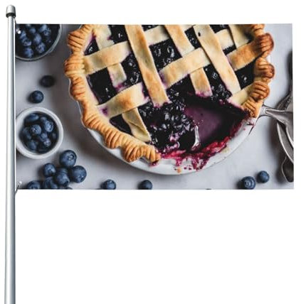 Heidelbeerkuchen-Druck, 91,4 x 152,4 cm, einseitige Hausflagge, Willkommensflagge für Außenbereich, Hof, Sommer, Frühlingsdekoration