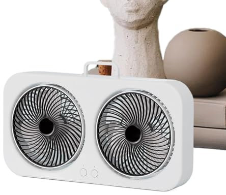 Doiyislem Tischventilator | Luftkühler Mit Doppelkopf-Design & Tragbar - USB-Aufladbarer Leiser Ventilator Mit Aufhängefunktion Für Camping, Reisen, Zelt, Büro, Fitnessraum & Kinderzimmer