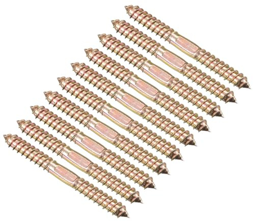 TA-VIGOR 12Pcs Hanger Bolts, M10x100mm Double Ended Self-Tapping Thread Wood to Wood Dowel Screws, Double Ended Dowel Screws, Screw Dowels Hanger for Wood Connecting