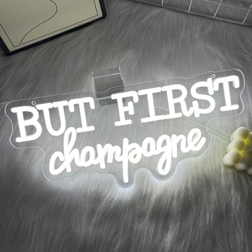 RuCvixkt But First Champagne LED Neon Sign-Champagne Cheers Neon Signs for Wall Decor,Adjustable Bright Champagne Light Up Sign for Home Bar,Party, Man Cave, Pub,Birthdays,Graduations,Christmas Gifts