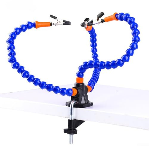 CYRENT Soldadura de manos de ayuda de tercera mano herramienta con 3 brazos flexibles abrazadera giratoria para soldadura reparación electrónica (A)