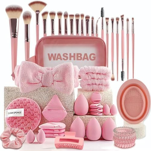 atrccs 48 Stück Pinselset Makeup, Professionelle & Anfängerfreundlich Schminkpinsel Set, Foundation Puder Lidschatten Concealer Rouge Make up Pinsel Set mit Tasche, Perfekte Geschenke für Frauen
