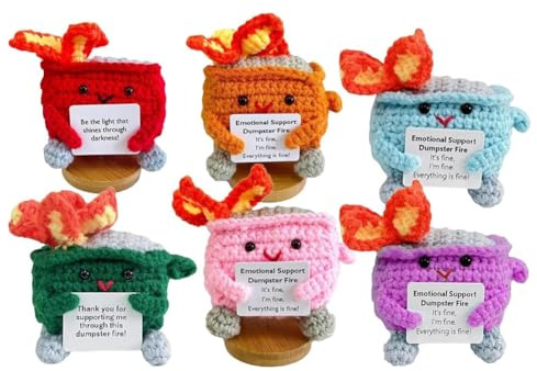 Bosiyrggrl Cute Crochet Dumpster Fire, Funny Crochet Dolls, Handmade Crochet Gifts Toys Gifts for Friends