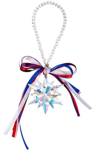 2025 Annual Christmas Crystal Ornament, Colorful Snowflake Star SunCatcher Crystal Ornament with Chain & Ribbon Holiday Christmas Tree Hanging Pendant Glass Decor & Gift