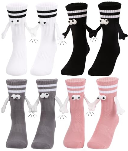 Utensilsto 4Paare Magnetische Socken mit Händen,Hand in Hand Lustige Socken | Größe 38-42, Lustige Geschenke, Funny Socks, Geschenke Magnetische Socken für Paare Partner Freund