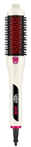 Infiniti PRO CONAIR 1.5 Inch Infrared Thermal Brush - Ionic Heated Hair Styler with 4 Heat Settings up to 400°F, Ceramic Barrel for Volume and Curls, Digital Hot Brush, White