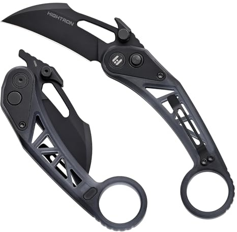 Hightron Cyroclaw Klappmesser 3,94'' M390 Klinge und Acrylgriff Superleicht Taschenmesser mit unterstützter Öffnung Knopfverriegelung Reverse Grip Taktische Klauenmesser für Überleben, Wandern Schwarz