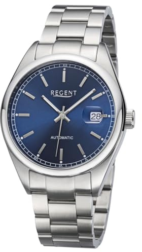 REGENT Automatik Herrenuhr, Edelstahl, Zifferblatt blau, 10 Bar, ⌀41mm F-1641