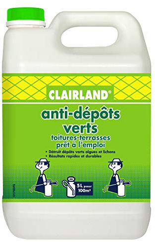 CLAIRLAND Bidon Anti-DépÃŽts Verts Toitures et Terrasses, Dallages, Murs, Solution prête à l'emploi pour pulvérisateur, 5 L, CLAIRMOUS5000, Vert