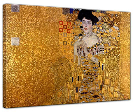 Bilderdepot24 Bild auf Leinwand | Gustav Klimt - Adele Bloch Bauer I in 80x60 cm als Wandbild | Wand-deko Dekoration Wohnung alte Meister | NEU-180206-80x60-abb