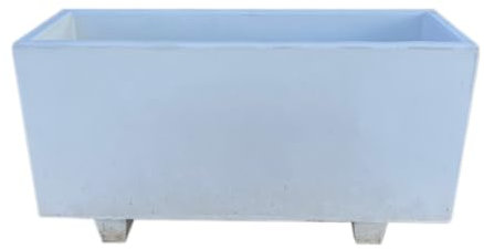 Vaso rettangolare in cemento bianco e polvere di marmo, grande 100 x 40 x h 50 cm.