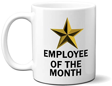 Employee of THE Month Gold Star ON White 11oz Ceramic Mug