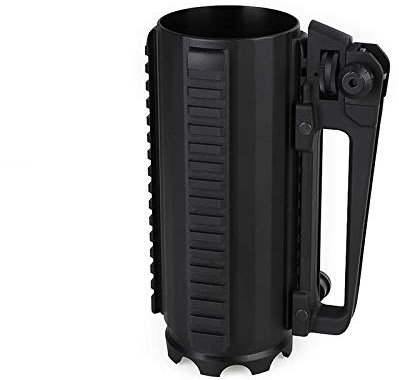 Gocher Tactical Detachable Battle Rail Mug Cup Military Multifunction Aluminum Dual Aperture Rear Sight Carry Handle Combat Battle Mug Cup with Picatinny Rail