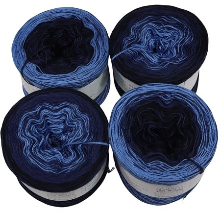 Bobbel Farbverlaufsgarn Cupcakes Gesamt 280g 3Fädig 4X 350m Wolle bobbel Colour Gradient Märchengarne (Blue Curacao)