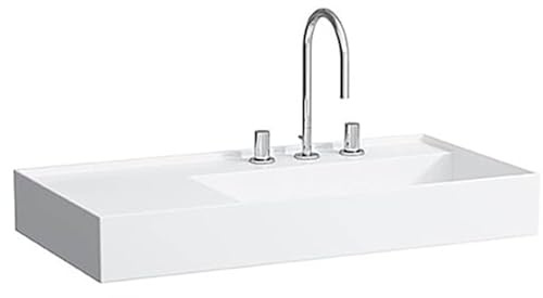 Laufen Kartell Waschtisch, unterbaufähig, Ablage Links, 1 Hahnloch, ohne Überlauf, 900x460, Farbe: Schwarz glänzend - H8103397161111
