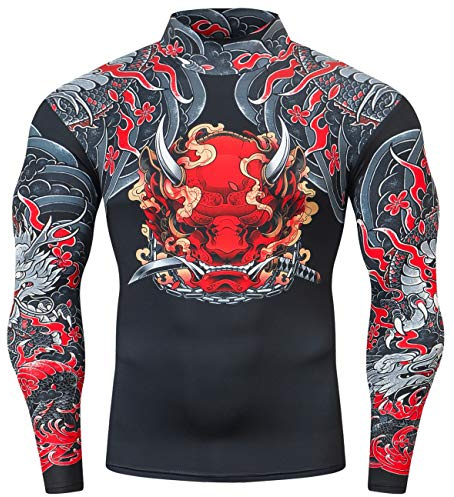 Cody Lundin Herren-Kompressionsshirt, 3D-Druck, T-Shirt, Fitnessstudio, enganliegend, langärmelig, Kompressionsoberteil für Männer (Stil rr, Medium), Stil Rr, Large