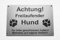 Warnschild Achtung Freilaufender Hund, Tor geschlossen, Betreten Verboten, Schild Hundeschild Silber (15x10cm 4 Löcher Ecke)