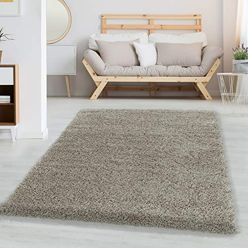 Carpettex Hochflor Teppich 240 x 340 cm Natur - Flauschiger Extra Weich und Pflegeleicht - Shaggy Modern Einfarbig Design für Wohnzimmer, Schlafzimmer, Esszimmer und Küche