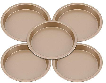 5 Stück Pizza Tablett Kohlenstoffstahl Antihaft Runde Pizza Teller Pfanne Kuchen Kuchen Backblech Küchenwerkzeug 8 inches