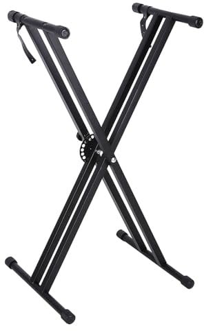 Keyboardst?nder,Doppelter X-Rahmen H?henverstellbar in 7-Stufen X-Keyboardbank Stabil Doppelstrebiger Keyboard St?nder Klappbar Digitalpiano St?nder Tragbar(Schwarz)