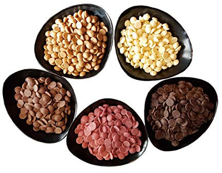 Legendary Callets Mix DARK / MILCH / WEIß/ GOLD / RUBY 5 x 0.5Kg - Original belgische Schoko Drops, für Schokoladen-Fondue und Schoko-Brunnen, Ganache , Glasur, zum Trinken usw.