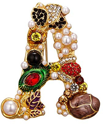 Barock Perle Strass Englische Buchstaben Brosche Kristall Alphabet Anstecknadel Frauen