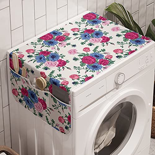ABAKUHAUS Hochzeit Waschmaschinen-Organizer, Bunte Brautsträuße, Anti-Rutsch-Stoffabdeckung für Waschmaschine und Trockner, 47 cm x 120 cm, Mehrfarbig
