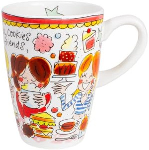 Blond Amsterdam XL-Becher Roter Rand, 500ml | Keramik, Roter Rand Design, Für Tee & Kaffee, Mikrowellengeeignet, Handwäsche empfohlen