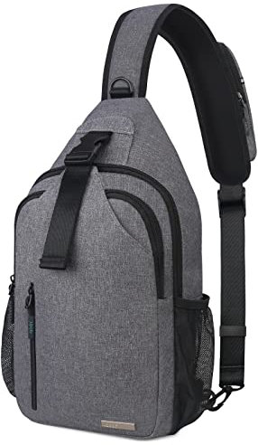 Lacdo Brusttasche Sling Rucksack Sport Schultertasche Schulterrucksack Umhängetasche Sling Bag für Frauen Männer mit Verstellbarem Schultergurt Crossbody Bag Freizeitzubehör, Grau