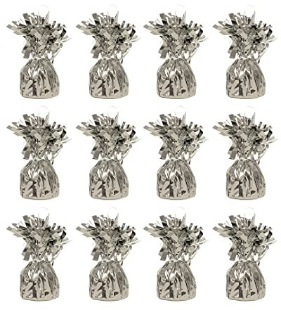 Premium Quality Foil Balloon Weight Party Decoration Accessory (Pack of 12, Silver)