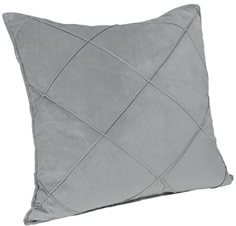 QUVIO Kissenbezug kariert - Kissenbezug - Kissenhülle - Kissenschoner - Rundes Kissen - Samt - 50 x 50 cm - Grau