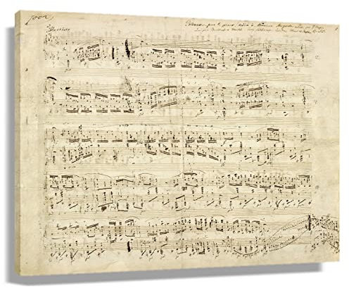 Musikposter, heldenhafte Polonaise-Musiknoten, gerahmte Wanddekoration, Vintage-Drucke, Leinwand, Heimdekoration, moderne Bilder, Chopin-Poster, Dekorationen, gerahmt (40,6 x 61 cm)