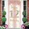 12th Birthday Decoration for Girls, Happy 12th Birthda y Backdrop Banner Rosegold Fabric Sign Poster, Girl Years Old Door Banner Party Welcome Sign Photo Background