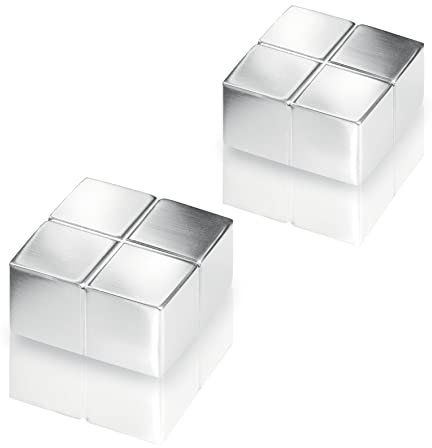 SIGEL BA704 extra starke Neodym-Magnete silber, massives Alu, 2er-Set, 2x2x1 cm SuperDym, für Glas-Magnettafeln und Glas-Whiteboards