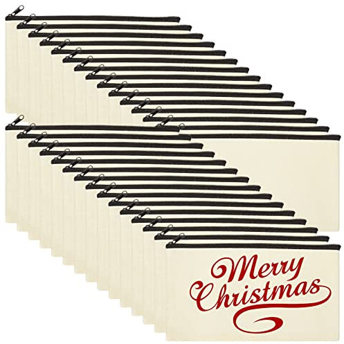 MIVIDE 30 Stück DIY Blanko Stoffbeutel, Federmäppchen zum Bemalen, DIY Blanko Stoffbeutel zum Bemalen, Multifunktional für Schule, Make-up, Büro und Basteln, 12 x 21 cm
