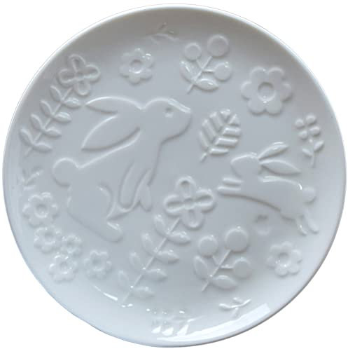 HEMOTON Assiette Lapin En Céramique Plats De Les Jours Plats à Dessert Assiette D'animaux De Dessin Animé Assiette En Céramique Lapin Assiette à Bifteck Rond Planche à Motifs Blanche