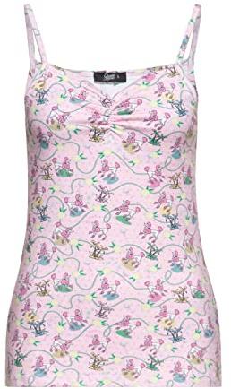 Queen Kerosin Damen Vintage Top Spaghetti Top Tank Top Trägertop Rockabella Slim Fit All-Over-Print Sommer Top Retro Top Poodle Pudel Rockabilly Poodle
