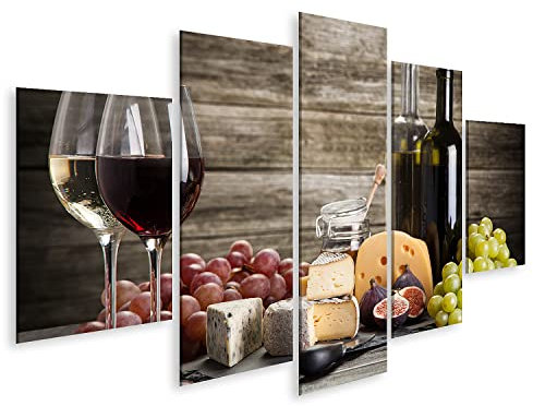 islandburner Wein Käse Stillleben für Küche Küchenbild Leinwand Bild Wandbilder Bilder
