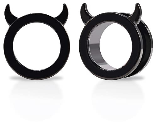 TBOSEN 1 Paar Edelstahl Dämon Schneeflocke Katze Edelstahl Schraubohren Tunnel Stecker Gauges Expander Piercing Modisches Geschenk 2g-1Zoll in 6mm-25mm